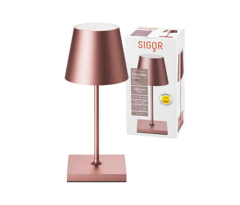 Sigor Nuindie mini Akku-Tischleuchte LED rosegold