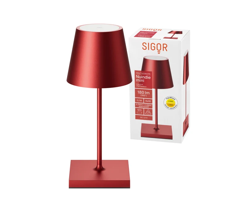 Sigor Nuindie mini Akku-Tischleuchte LED kirschrot