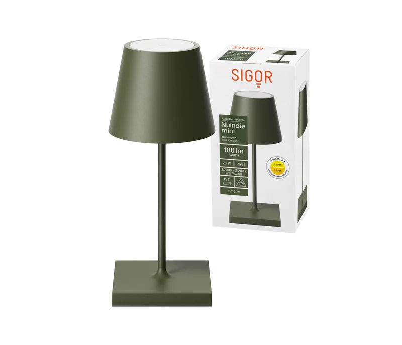 Sigor Nuindie mini Akku-Tischleuchte LED tannengrün